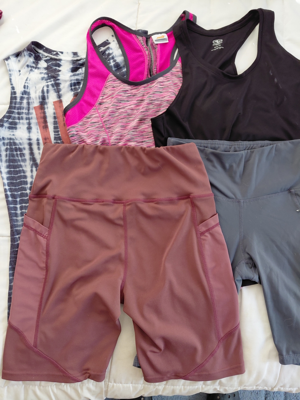 Bundle of Name Brand Athletic Racerbacks and matching Bike Shorts all M